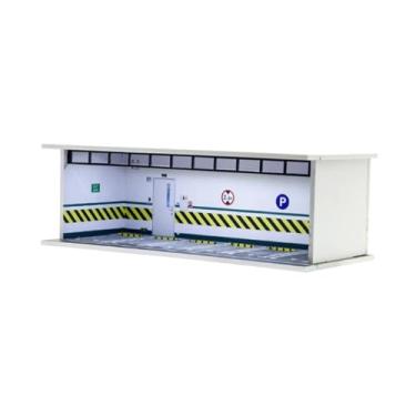 Imagem de MERIGLARE Vitrine de garagem em escala 1:64, à prova de poeira e com iluminação, para exibição de carrinhos de brinquedo em miniatura com rodas.