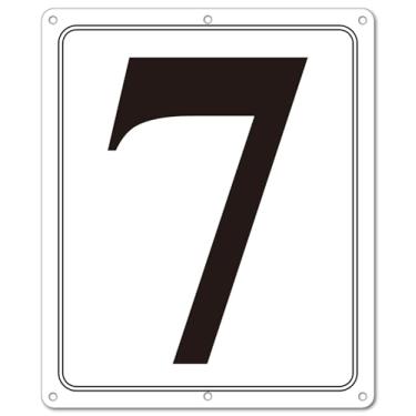 Imagem de i-CowFun Placa numerada de metal premium ao ar livre, refletiva 30,5 x 25,4 cm placas numeradas de alumínio grandes 7 para estacionamento, quadra de tênis, campo, armazém, corredor, edifício, doca