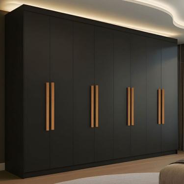 Imagem de Guarda-Roupa Casal German 8 Portas 4 Gavetas Preto - Maxel