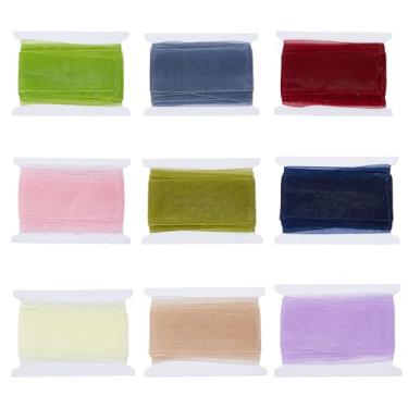 Imagem de letsinstyle Fita de cetim de organza de 3,8 cm x 40 metros, 9 rolos x 5 metros de fita de chiffon de organza transparente, acabamentos macios de nylon para embrulhar buquê de casamento, festa de Natal