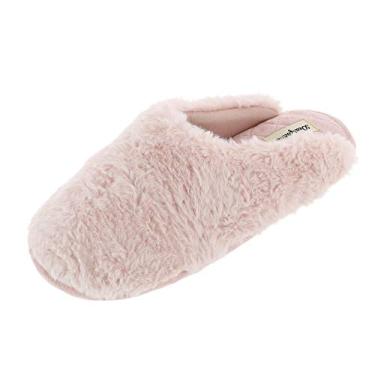 Imagem de Dearfoams Chinelo feminino Bailey de pele sintética, Rosa empoeirado, Small