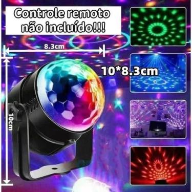 Imagem de Luz de Festa Giratória RGB com Controle Remoto e Modo Música – Luminária LED Decorativa USB para Festas, Balada e Eventos(2 Unidade,Globo_Luz_RGB)
