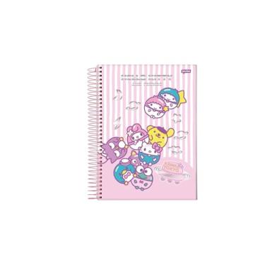 Imagem de Caderno Universitário 10 Matérias Hel-o Kit-y, Espiral, Capa Dura, Personagens AMIGOS, Rosa (MODELO 02)
