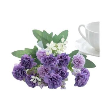 Imagem de Flores Artificiais Pequenas De Cravo Com 5 Ramos E 15 Cabeças Para Arc