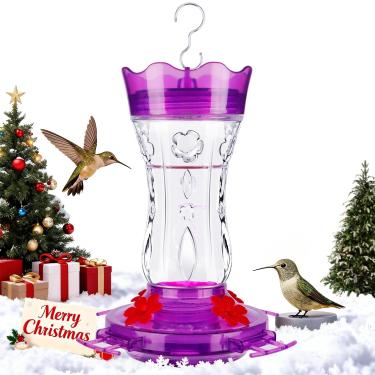 Imagem de Alimentador de beija-flor de vidro para ambientes externos, fosso de formigas embutido e design à prova de vazamento, alimentador de beija-flor XAROO com 4 portas de alimentação de proteção de abelhas