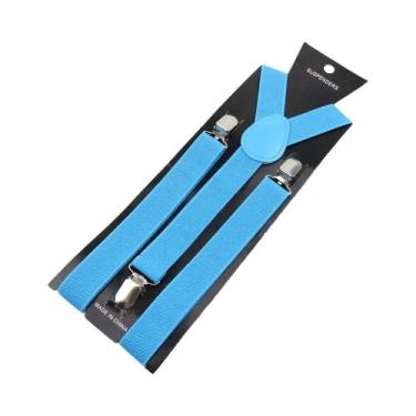 Imagem de Suspensórios Ajustáveis De Couro Elástico Em Cores Sólidas Para Homens