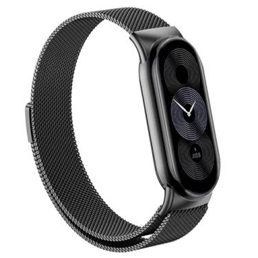 Imagem de HEPUP Pulseira milanesa para xiaomi mi band 8, pulseira de aço inoxidável para xiaomi band 9, acessórios para miband 8, pulseira de metal(Black,For Miband 8)