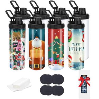 Imagem de MICLAXYS Copos de sublimação a granel, copos planos de sublimação de 590 ml, copos brancos de aço inoxidável retos magros com caixa individual (8, tampa de alça B)