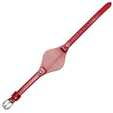 Imagem de VELORE Pulseiras de relógio de couro genuíno para Fossil ES3077 ES2830 ES3262 ES3060 Pulseira pequena feminina elegante (vermelha, fecho de ouro rosa de 8 mm)