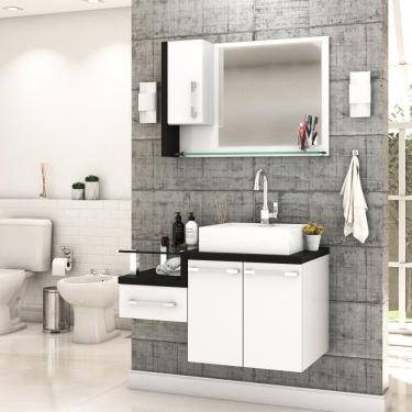 Imagem de Conjunto Balcão C-cuba Q39 E Espelheira Legno 830 Branco Chess C-nogal Branco Chess C-preto ônix