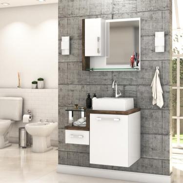 Imagem de Conjunto Balcão C-cuba Q32 E Espelheira Legno 630 Branco Chess C-carvalho Branco Chess C-carvalho Dark