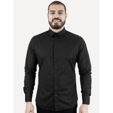 Imagem de Camisa Colcci Masculina Slim Fit Básica Logo Preto-Masculino