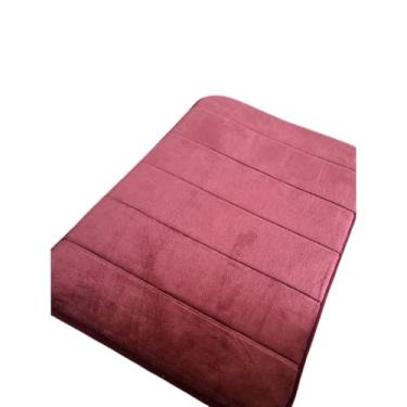 Imagem de Tapete absorvente macio de microfibra antiderrapante para cozinha ou banheiro e quarto(listrado vinho)