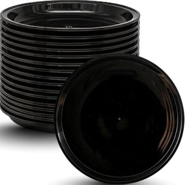 Imagem de Bandeja de plástico preta redonda - 45,7 cm, 1 peça - Utensílios de servir duráveis para festas e eventos