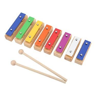 Imagem de RiToEasysports Brinquedos Musicais, Teclas Multicoloridas de Alumínio, Xilofone de 8 Tons, Piano de Batida de Madeira para Crianças, Educacional