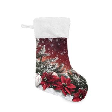 Imagem de Wassud Meias de Natal com bolas de Natal grandes meias de Natal de 45,7 cm com punho branco pendurado decoração de festa pacote com 2