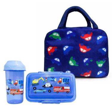 Imagem de Kit Lancheira Térmica Escolar Infantil + Marmita Com Copo Para Lanche 