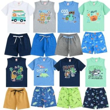 Imagem de Kit Lote 5 Peças de Roupa Infantil 5 Conjuntos de Verão Menino Atacado