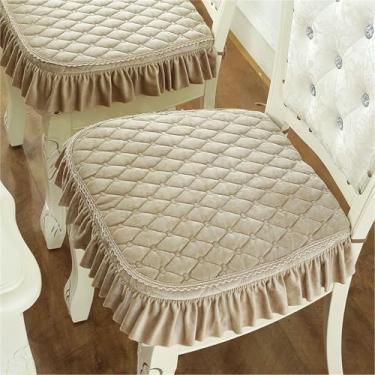 Imagem de Conjunto de 2 Almofadas Sólidas para Cadeiras, Almofadas Quadradas Antiderrapantes para Assento de Jantar com Amarras e Capa Removível, para Casa, Escritório e Restaurante