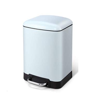 Imagem de pcagfaajmh Caixotes de lixo fashion de aço inoxidável balde de lixo doméstico pedal de lixo coberto cesto de lixo fechado para banheiro, cozinha, quarto, sala de estar, cozinha, lixeira (cor: Branco