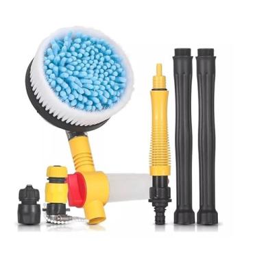 Imagem de Escova de Lavagem Rotativa de Microfibra 360, Com garrafa de espuma e cabo longo regulável, para lavar de veículos, Vidraças, painel solar, Paredes