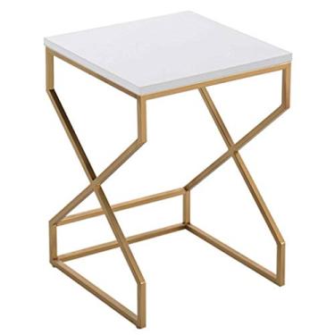 Imagem de Mesa lateral combinada de sofá de sala de estar, prateleira de mesa de canto simples, mesa de chá pequena (cor: preto, tamanho: 40 40 55 cm) (cor: preto, tamanho: 404055 cm) (branco 35 * 35 * 50 cm)