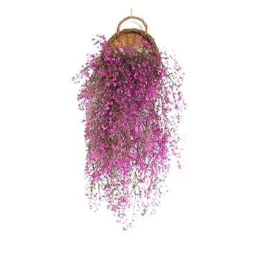 Imagem de 1 vaso de flores para pendurar na parede, cesta de vime rattam, vaso de videira, suporte de plantas de interior, 5 cores (vermelho)