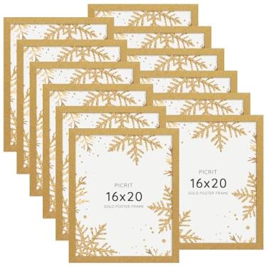 Imagem de Picrit Conjunto de 12 porta-retratos de 40,6 x 50,8 cm, para exibição de fotos 28 x 35 com tapete ou 40 x 50 sem tapete, moldura de pôster de galeria de parede para decoração de casa, dourado