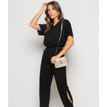 Imagem de Conjunto Blusa Ampla Gola V E Calça Jogger Fenda Malha Salvatore-Feminino