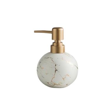 Imagem de Dispensadores de sabonete, 300 ml, bola de cerâmica, dispensador de sabão com bomba de gel de banho para cozinha, banheiro (branco)