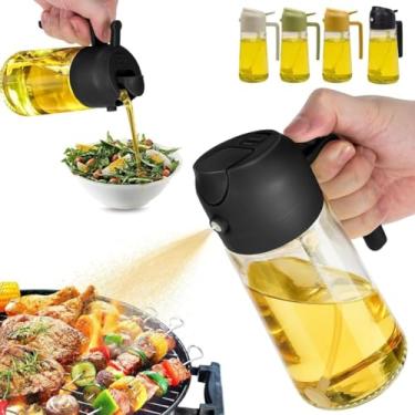 Imagem de Pulverizador Premium de Azeite 470ml Vidro 2 em 1 Spray e Dosador Óleo Vinagre Galheteiro Cozinha Churrasco Salada Fritadeira Ar Cozinhar Saudável Dispenser BPA Free Antivazamento Cores Sortidas