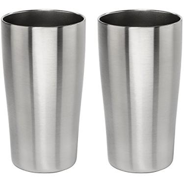 Imagem de Copo de cerveja isolado a vácuo inoxidável - Copo de cerveja Pub de 473 ml da Lancaster Steel, conjunto de 2