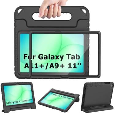 Imagem de AVAWO Capa infantil à prova de choque para Samsung Galaxy Tab A11+ Plus/A9+ Plus 11 polegadas com protetor de tela integrado, preta