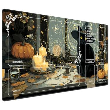 Imagem de DEGDFSGR for MTG Playmat with Zones 27.5" x 15.74" for TCG Playmats Non-Slip Rubber Base Commander Play Mat for MTG Mat Iorcana Trading Card Game, Magic Wizard Black Cat