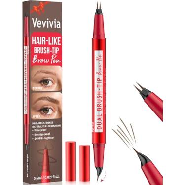 Imagem de Lápis de sobrancelha Vevivia para mulheres – Caneta de sobrancelha com ponta dupla e ponta curva para sobrancelhas naturais mais cheias, traços precisos semelhantes a cabelos para todos os tipos de