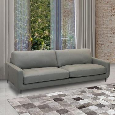 Imagem de Sofá Decorativo Isaac 4 Lugares Sala de estar 270cm Pés em Aço Couro Grafite G88 - Gran Belo