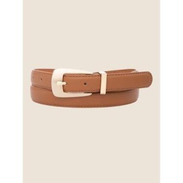 Imagem de Cinto Feminino Fino Fivela Alongada Premium Moda Versátil-Feminino