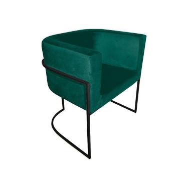 Imagem de Poltrona Decorativa Sala De Estar Base De Ferro Preta Veludo Verde