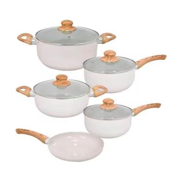 Imagem de Jogo de Panelas de Indução Antiaderente Cerâmica Bege Cairo 5 peças Ha