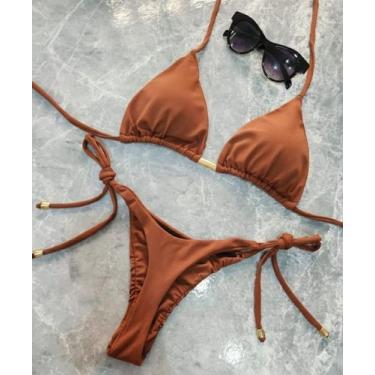 Imagem de Biquíni Fio Dental Feminino Amarração Lateral - Bronze Perfeito Moda P