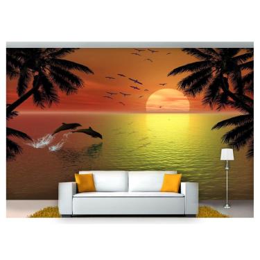 Imagem de Papel De Parede Vida Marinha Golfinhos Mar 3D Fm82