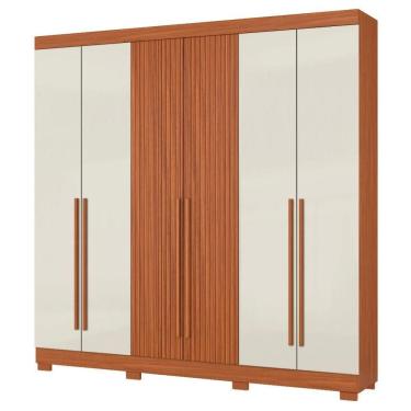 Imagem de Guarda Roupa Casal 2030230 6 Portas 230 Cm Cinamomo Off White Ripado Armoveis