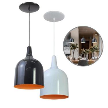 Imagem de Luminária Pendente Gota Com Interior Laranja Com Fiação 110/220v - NAV