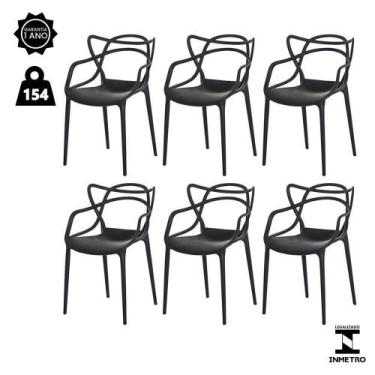Imagem de Kit 6 Cadeiras Allegra Preta Sala Cozinha Jantar - WAW DESIGN