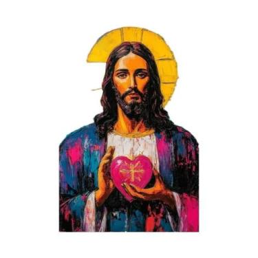 Imagem de Pintura Em Tela Sagrado Coração De Jesus E Virgem Maria, Arte Religios