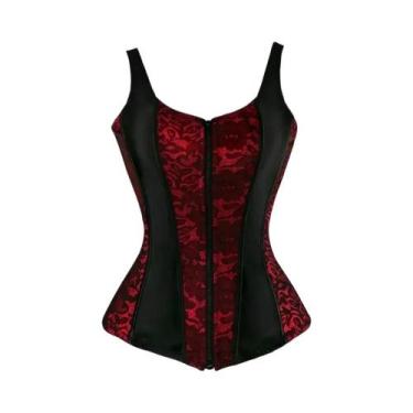 Imagem de Colete Corset Brocado plus Size Feminino Com Zíper, Push Up, Estilo Gó