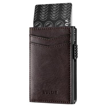 Imagem de Carteira VULKIT Slim com bloqueio de RFID, porta-cartões de metal, 11 