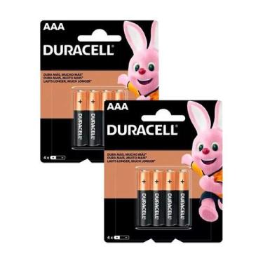 Imagem de Kit de 2 cartelas de Pilhas Duracell AAA Palito com 4 unidades