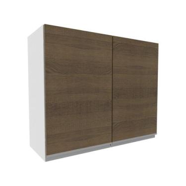 Imagem de Armário De Cozinha Aéreo 100% MDF 80 cm 2 Portas Branco/Rustic Acordes