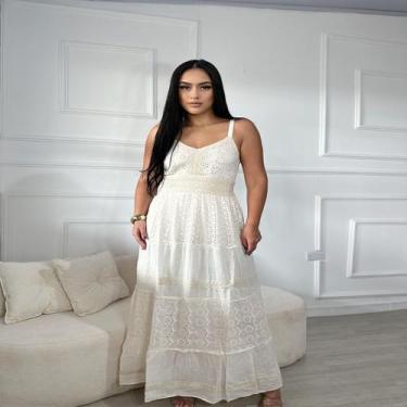 Imagem de Vestido Longo Casual Elegante Boho 100% Algodão Tam M G GG - A.M Modas